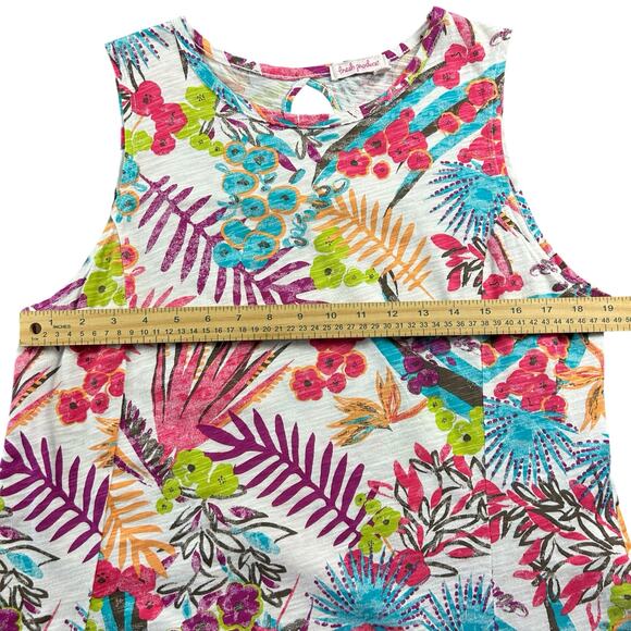 Fresh Produce Tunic Women Sz Large White Multi Color Floral Tropical Coastal Top - Picture 12 of 12